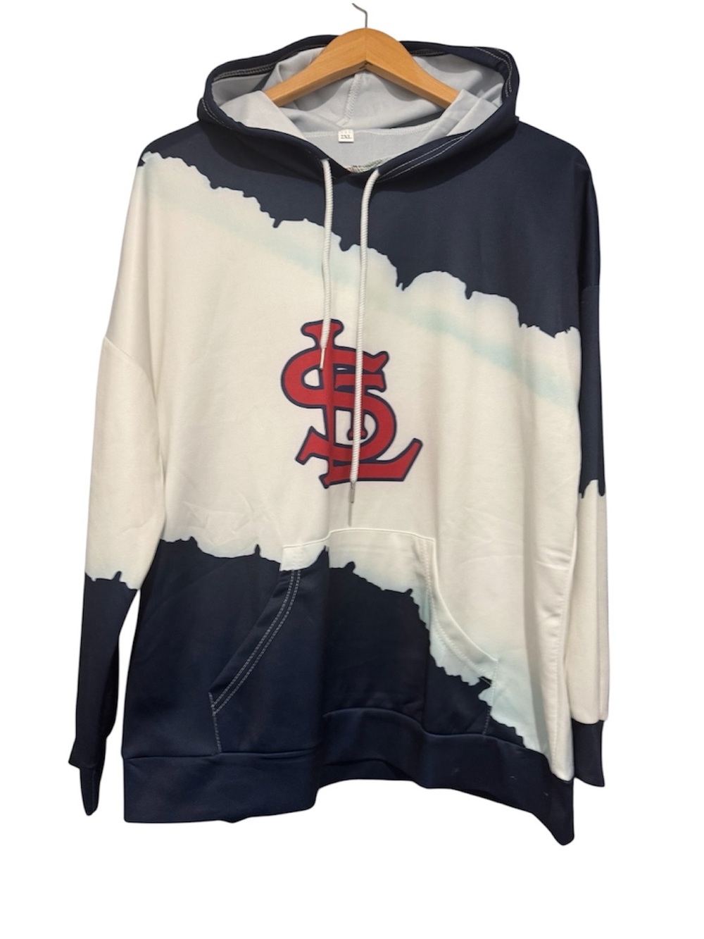 St. Louis Red Logo Tie-Dye Hoodie - Navy & White